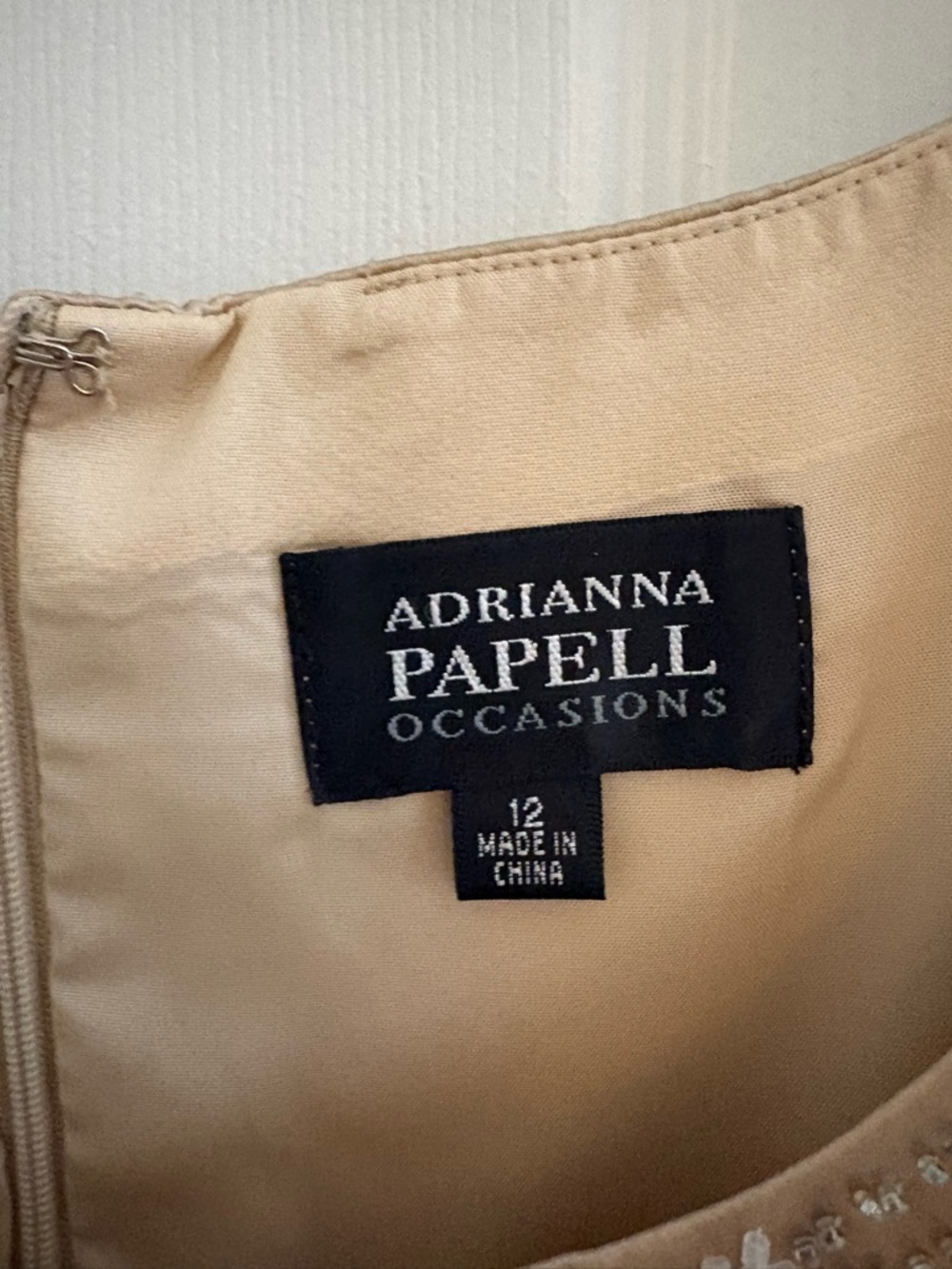 ADRIANNA PAPELL Shift Dress w/ Matching Jacket Champagne Gold sz 12 - Picture 4 of 13